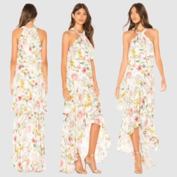Parker Dresses & Skirts - Parker Dress Womens 4 Floral Maxi Fillipa Silk Ruffle Wedding Guest Event Gown